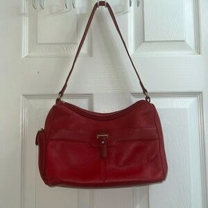 Aurielle Geniune Pebbled Leather Burgundy Wine Red Medium Small Shoulder Bag